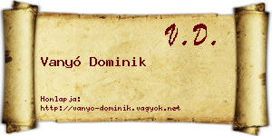Vanyó Dominik névjegykártya